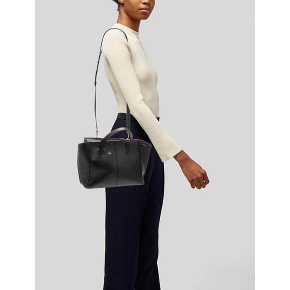 Mansur Gavriel Large Black Leather Tote Bag w/ Strap Made in Italy - Picture 1 of 13